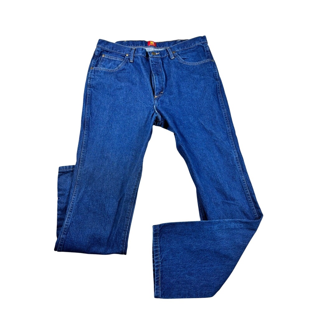 Wrangler 36MWZ Slim Fit Jeans Mens 38x34 Dark Wash Denim Western Pants Blue